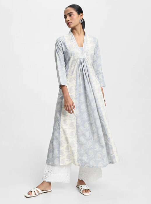 UtsaPrintedBlueKurta-2